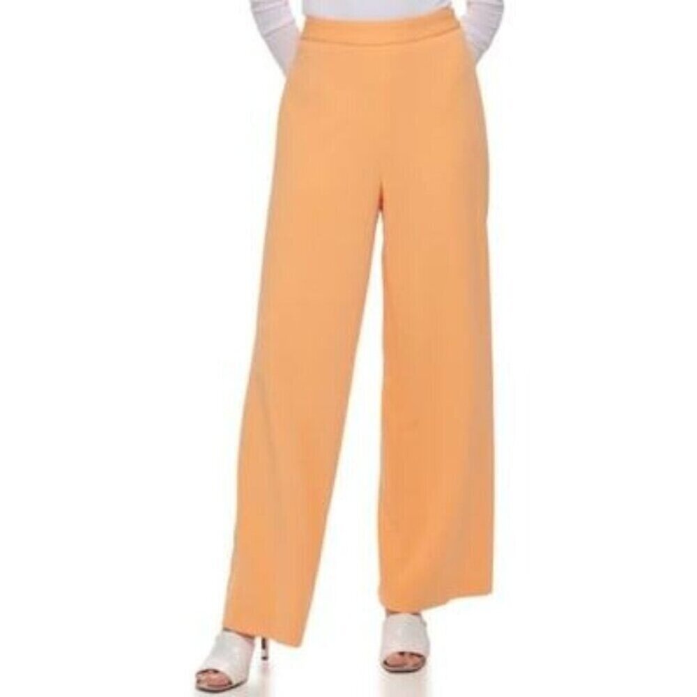 NWT Anne Klein Women's Wide Leg Scuba PINK Crepe Pants 12